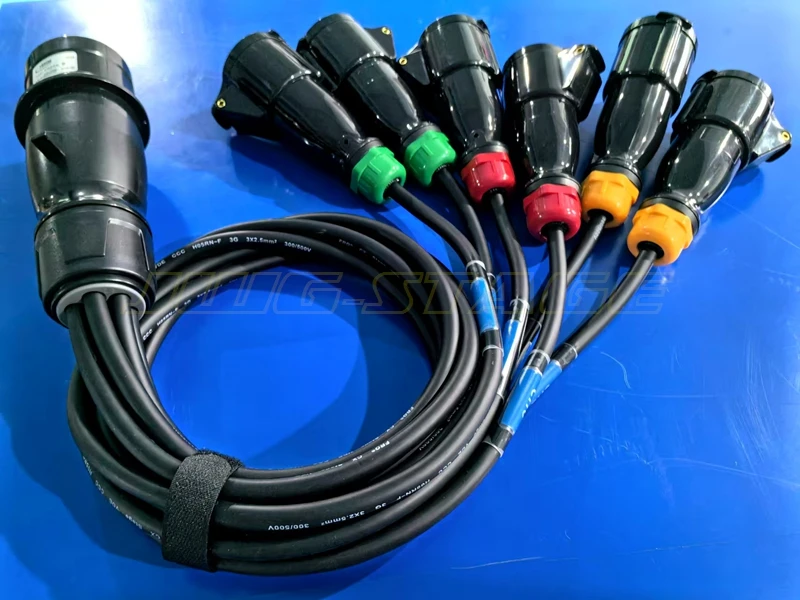 32A 1 Drag 6 Scattered Tail 16A Cable Stage Lighting Sound Large Screen Power Box Cable Line Distribution Cabinet Plug 1 In 6