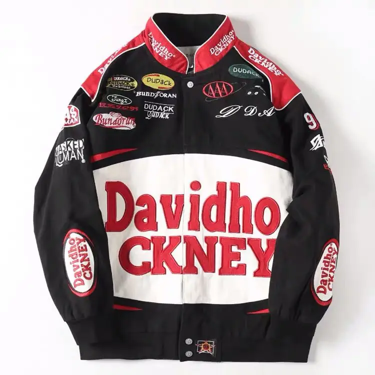 

Утепленная вышитая куртка DUDIK для молодежи, модная бейсбольная куртка с вышивкой и вставками, повседневная верхняя одежда для мужчин на весну-осень