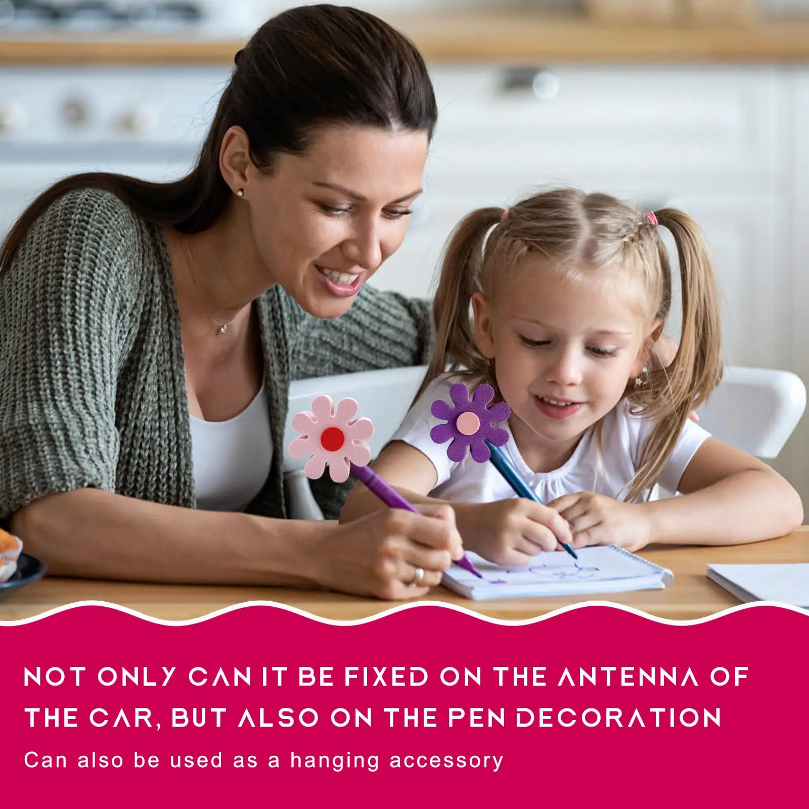 ديزي هوائي السيارة توبر، إيفا رغوة ديزي هوائي الديكور مرآة الرؤية الخلفية المتدلي، سقف السيارات القبعات العالية #5