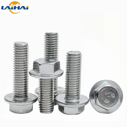 Cabeza hexagonal de acero inoxidable con brida dentada, tornillo de cabeza de arandela hexagonal, tornillo DIN6921, M4, M5, M8, M10, M12, M6, 304