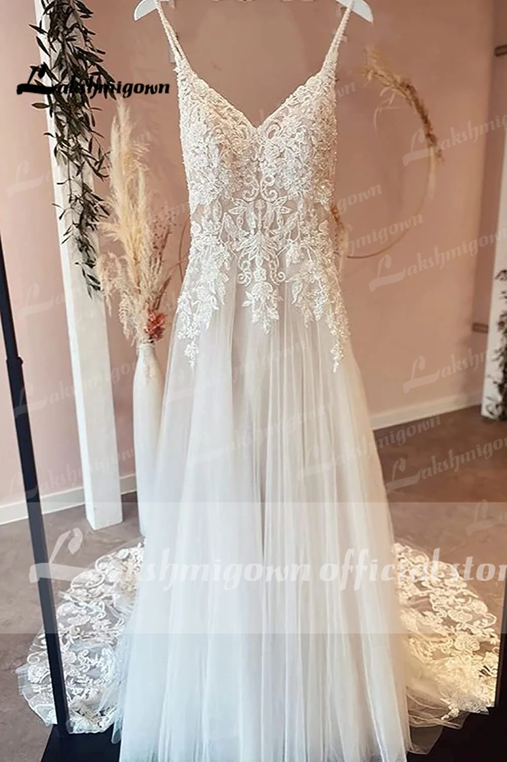 Yanshmigown-Robe de mariée trapèze en dentelle chic, élégante, adaptée aux patients, à la campagne, à dos ouvert, 2022