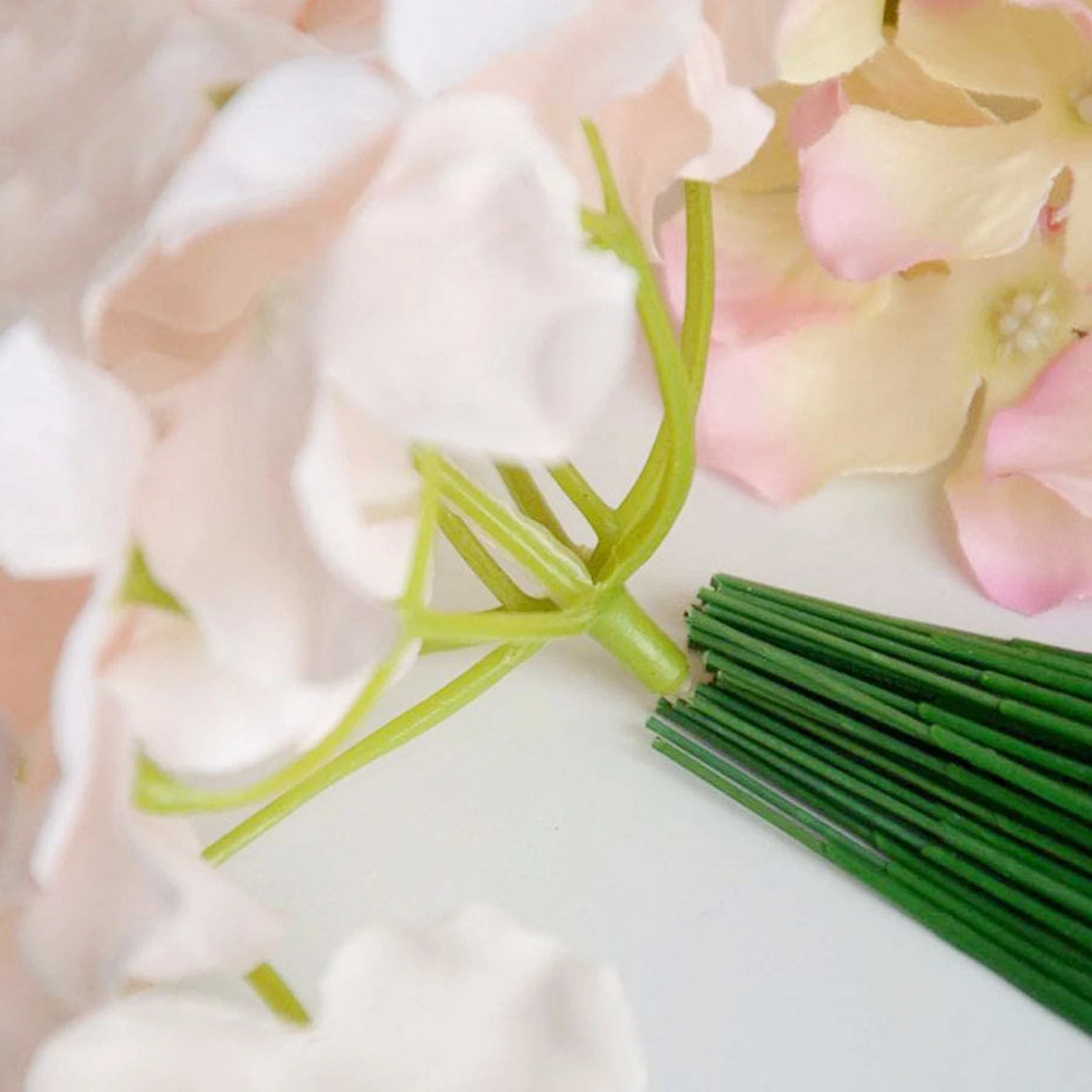 100 個の造花茎プラスチック花茎グリーン耐久性のある花ピックウェディングブーケスクラップブック DIY 装飾用