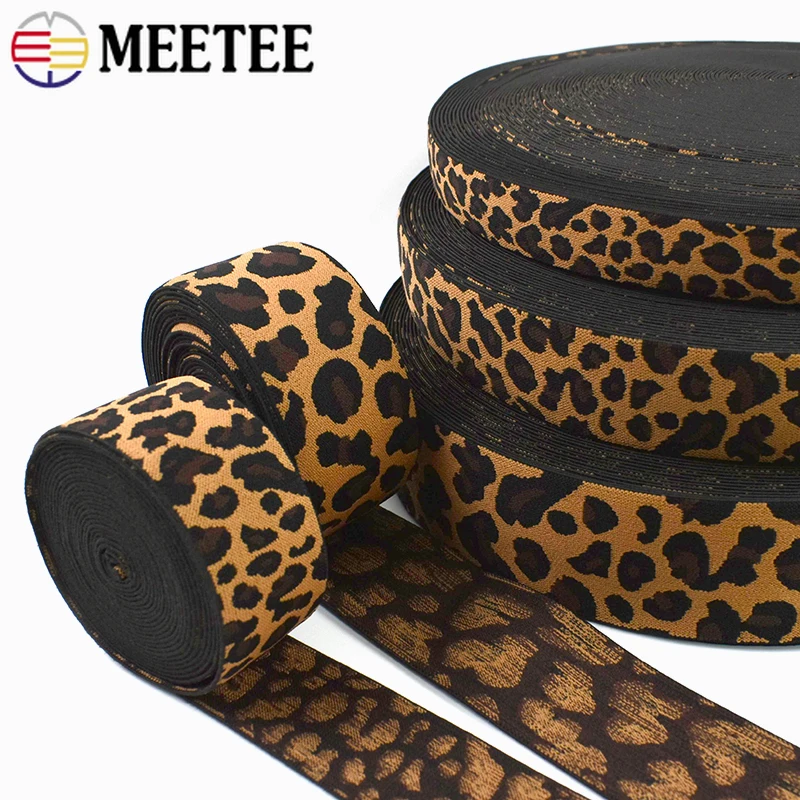 

5/10M 15/25/40/50mm Leopard Jacquard Elastic Band Waist Stretch Webbing for Pants Belt Elasticity Tape DIY Sewing Accessories