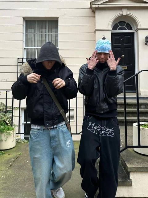 Nuovi Jeans larghi Casual a gamba larga da uomo Street Retro Hip Hop Print Jeans Trend Fashion nero a vita alta Jean Y2k abbigliamento uomo 2023 AliExpress