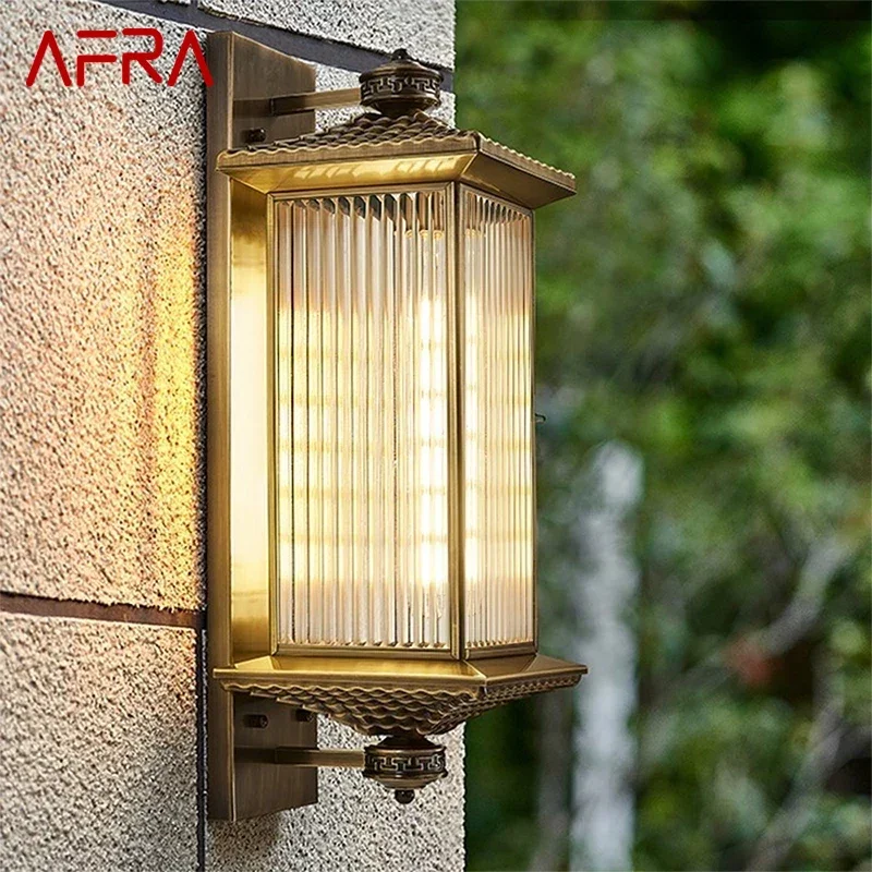 

AFRA Contemporary Solar Brass Outdoor Wall Lamps Simplicity Waterproof Creative Balcony Hallway Courtyard Villa Gate Hotel