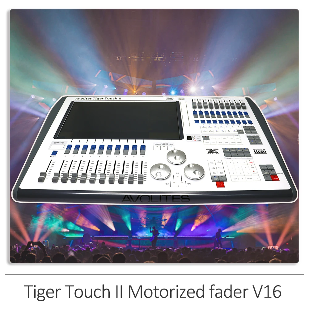 V16 System Motorized Fader Tiger Touch II Stage Lighting Controller DMX Control LED Moving Head Light DJ Disco Party Club