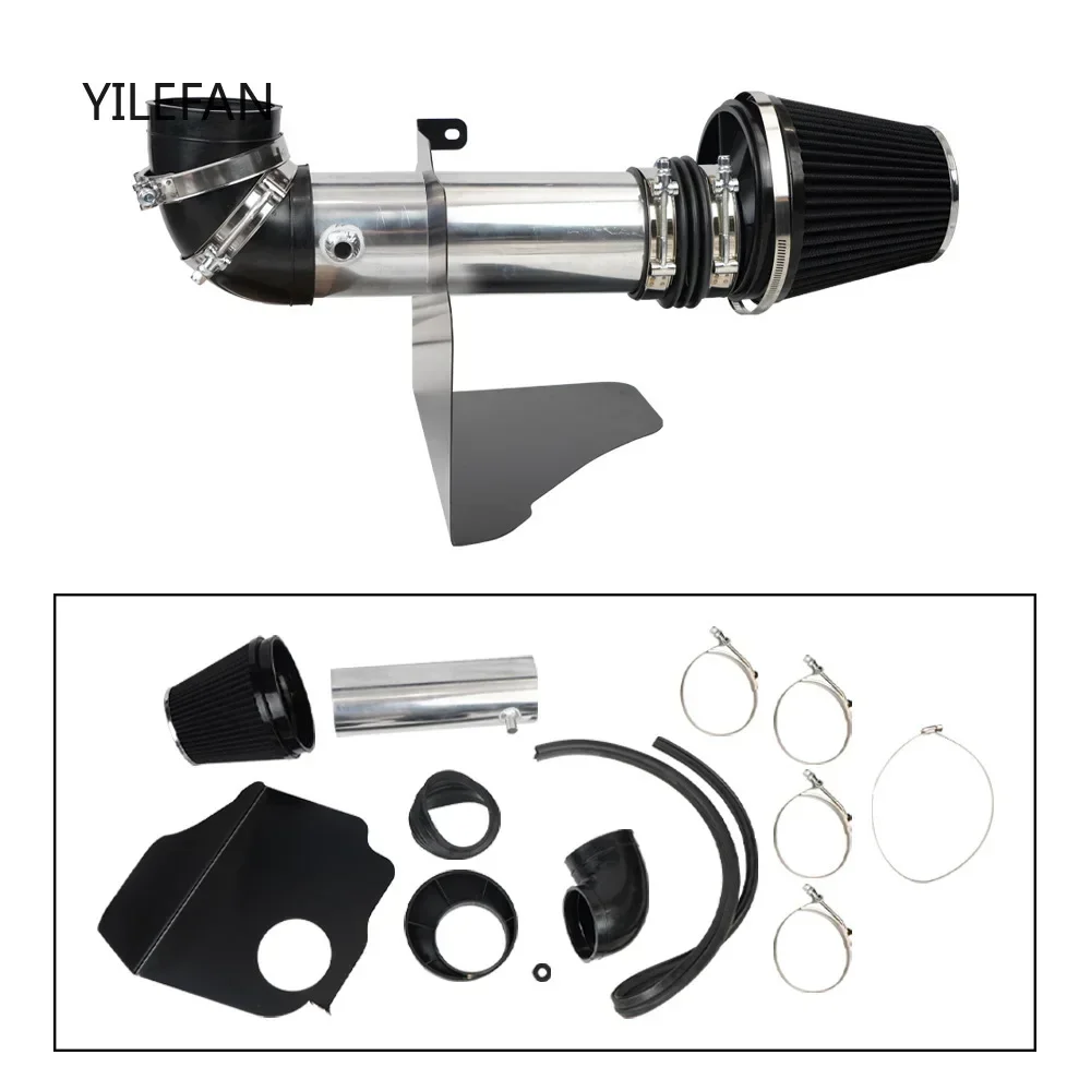 طقم مدخل هواء بارد + درع حراري لـ 05-10 دودج كرايسلر HEMI 5.7L 6.1L V8 أسود