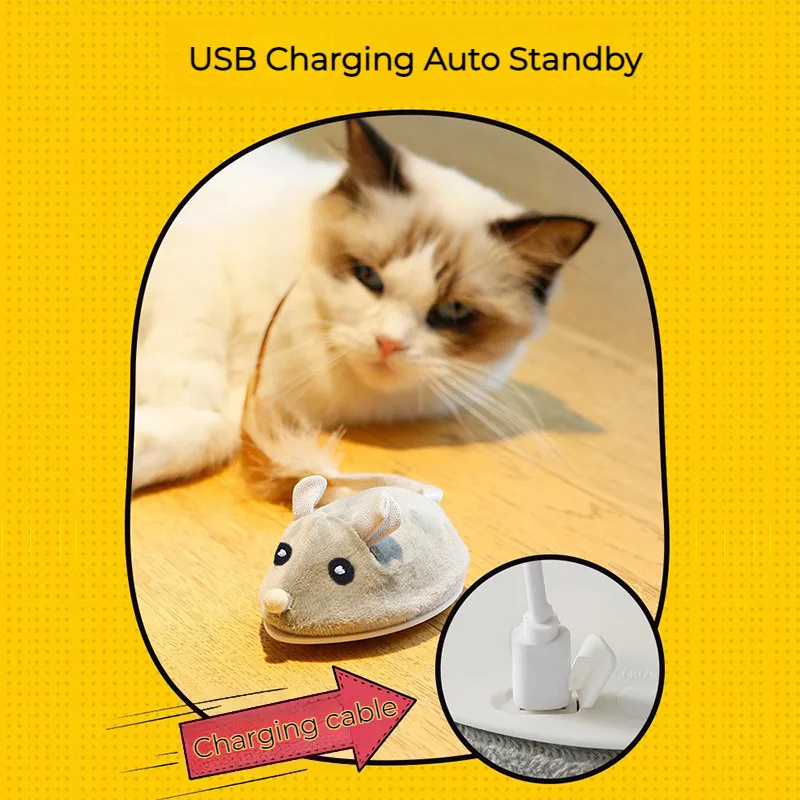 Smart Electric Mouse Toy Usb Rechargeable SelfHelp Cat Toys  Wireless Electronic Rat Plush RC Mouse Toy Automatic Toys Rat