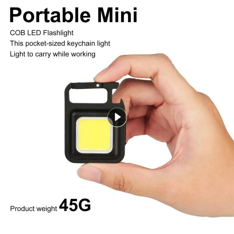 Multifunctional LED COB Flashlight Mini Portable Keychain Flashlight Work Lamp USB Rechargeable Outdoor Camping Emergency Light