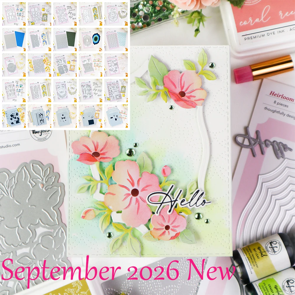 September 2026 New Pink Fresh Cottage Flourish Metal Cutting Dies Stamp Stencil Hot Foil DIY Scrapbook Production Handmade Card