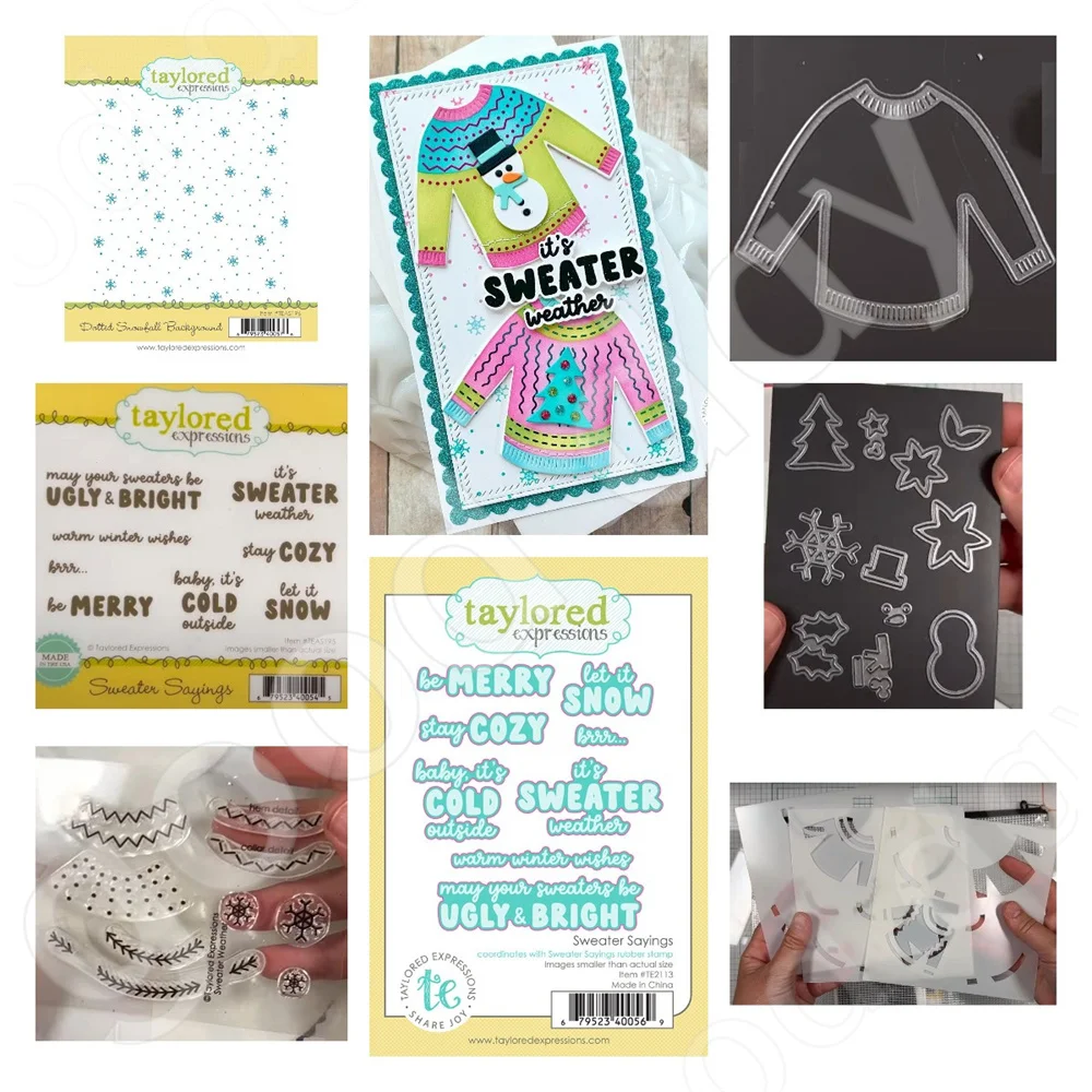 Creazione di carte meteorologiche Maglione Fustelle in metallo Francobolli e stencil Scrapbooking Diario Decorazione Biglietti d'auguri per le vacanze fai-da-te