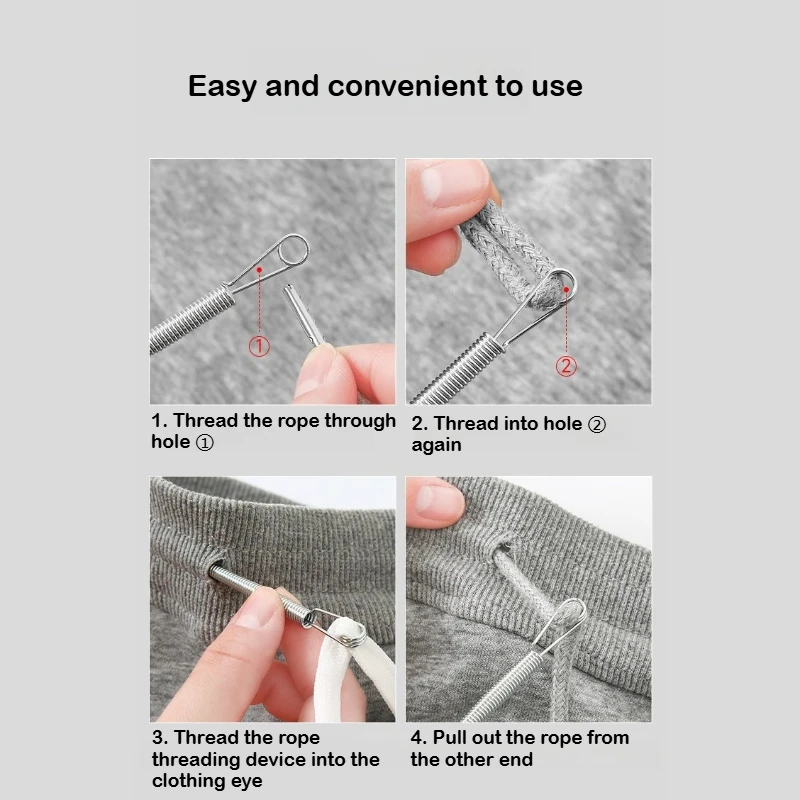 Spring Drawstring Threader Tool-Rope Threader Clip for Drawstring Replacement for Hoodies,Pants