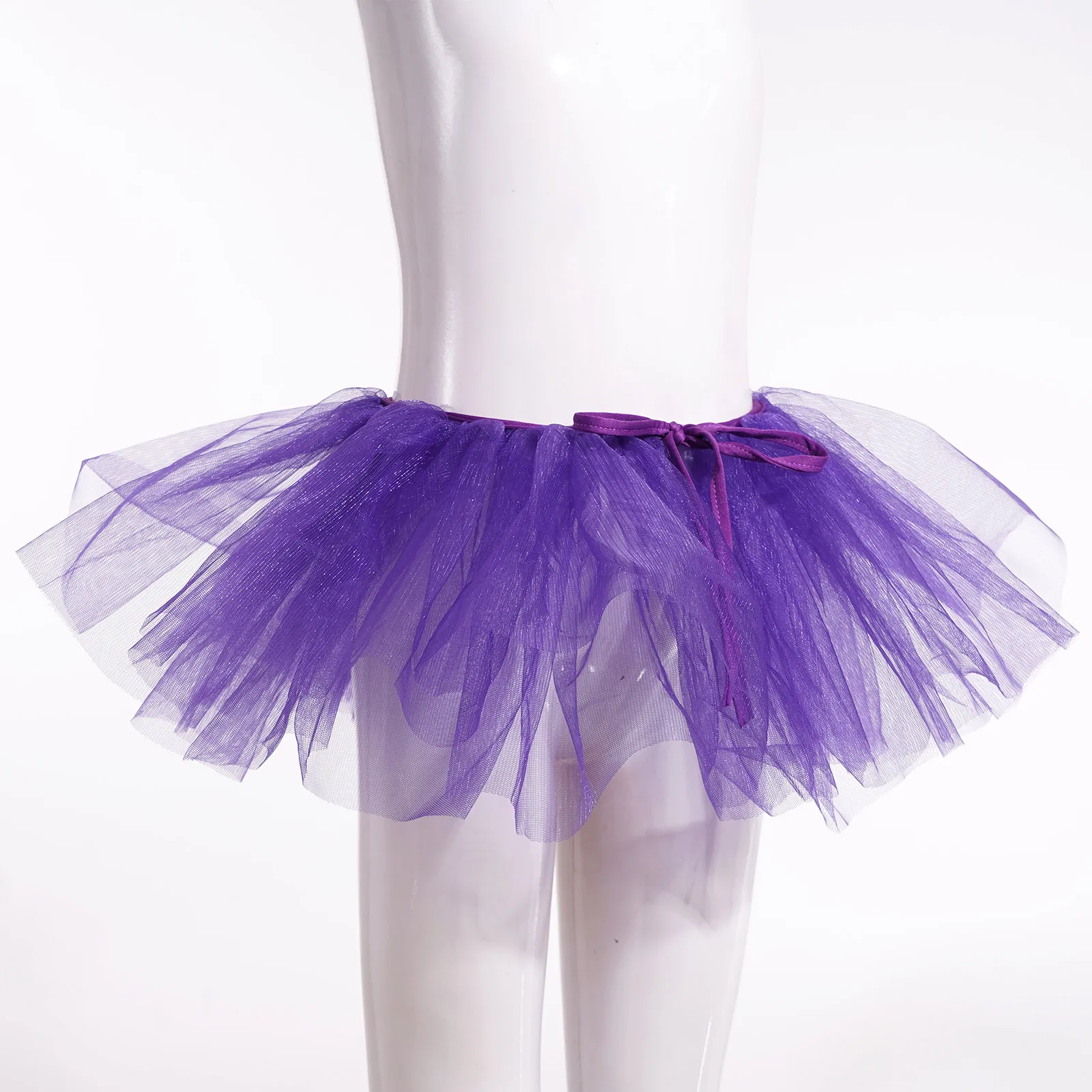 Kids Girls Lace-up Ballet Skirt Dance Stage Performance Costume Ballerina Children Solid Color Adjustable Self-tie Tulle Skirts