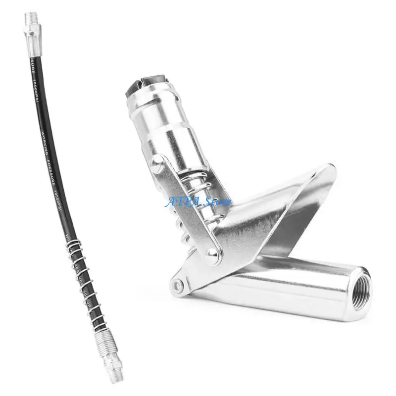 

U13C Single Lever Grease Coupler Injector Nipple with 30cm Hose Replacement Grease Nipple Attachment Coupler Injector Nipple