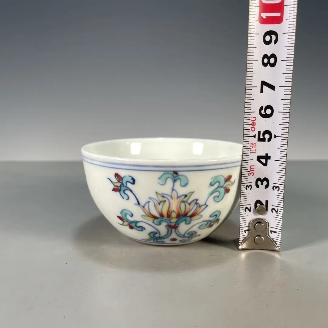Hand-painted Doucai Thin Body Master Cup, Chinese National Trend Ceramic Ornament