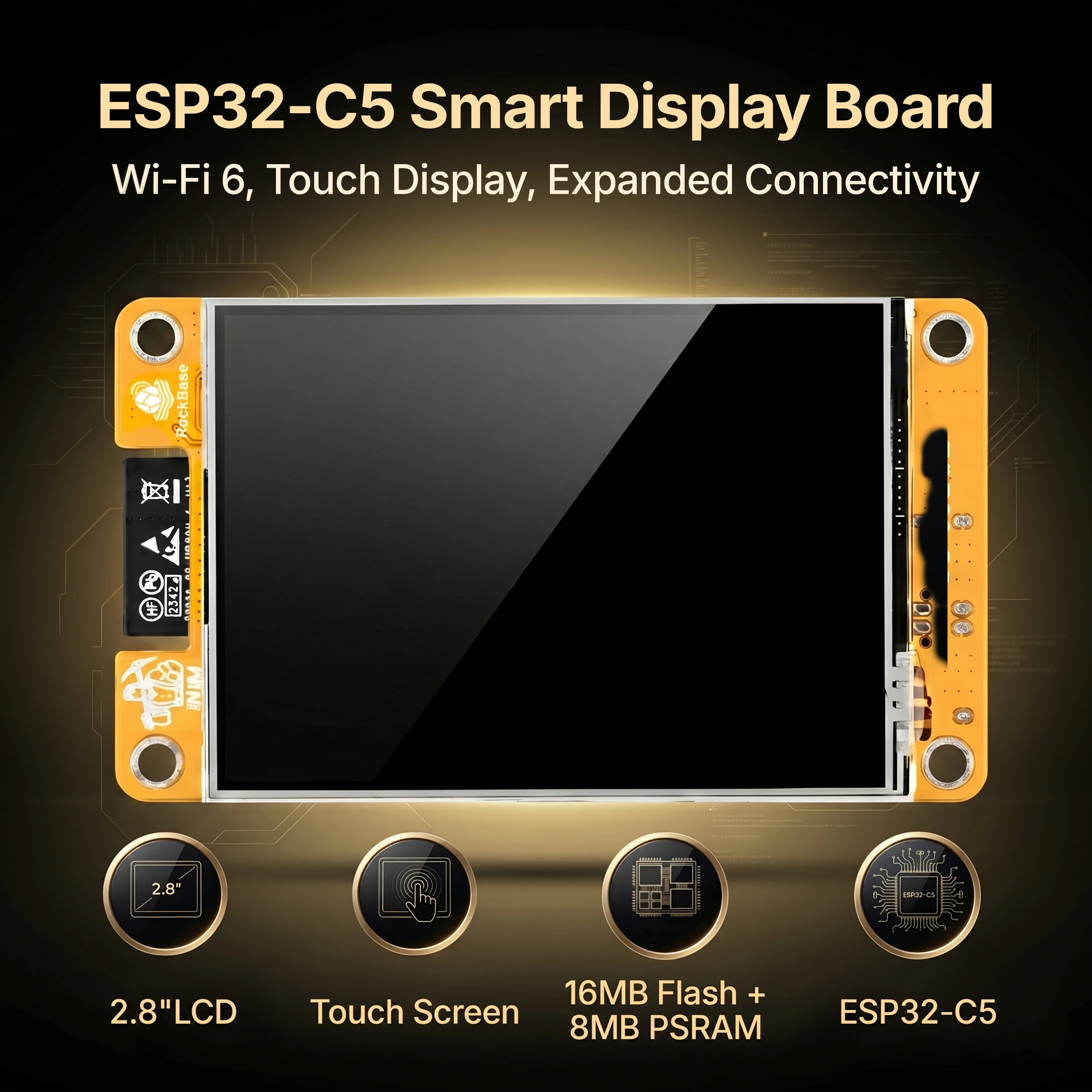 ESP32 C5 CYD 2.8 inch Display USB Type C Wifi Touchscreen Bluetooth Dual-core Development Board 16MB FIash 8MB PSRAM