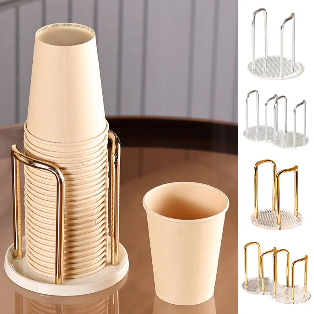 Acrylic Disposable Paper Cup Holder Self Installed Paper Cup Holder Golden Water Cups Dispenser Rack Water Cups Dispenser Rack