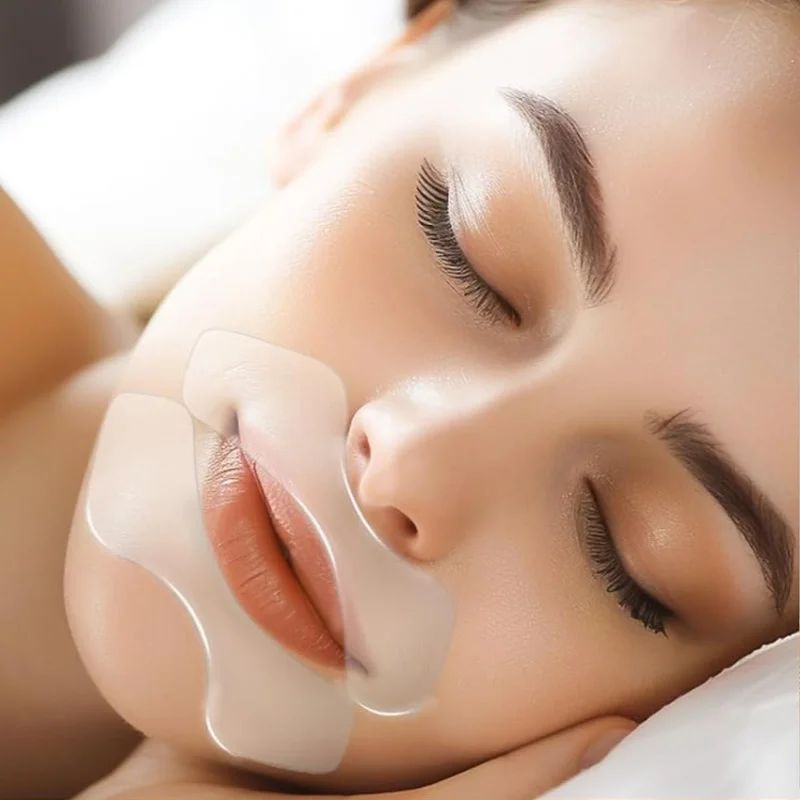 1 paio di cerotti liscianti per le rughe delle labbra notturne - Trattamento viso a linee sottili senza profumo per tutti i tipi di beige chiaro