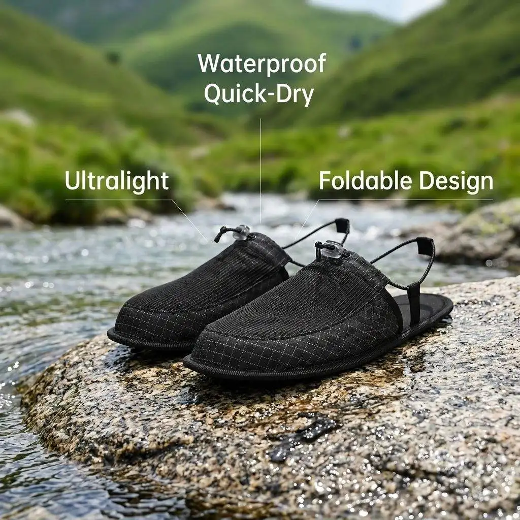 Portable Quick Dry Water Slippers Anti Slip Barefoot Wading Shoes Lightweight Travel Beach Camping Hotel Outdoor Sandals