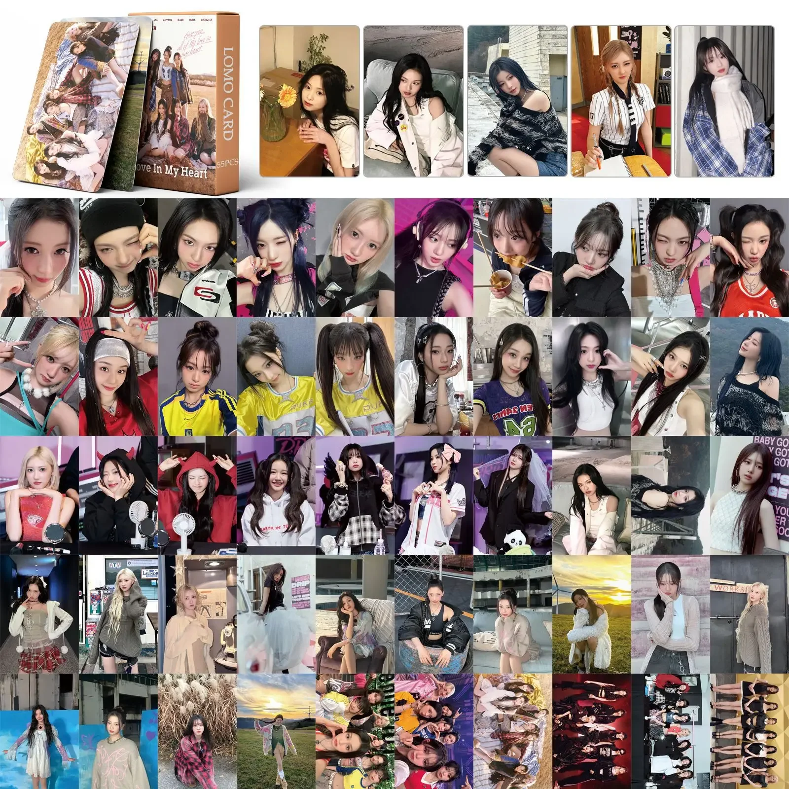 55Pcs BABYMONSTER Idol New Album Love In My Heart HD Printd Photocards RUKA AHYEON ASA CHIQUITA PHARITA Lomo Cards Fans Gift