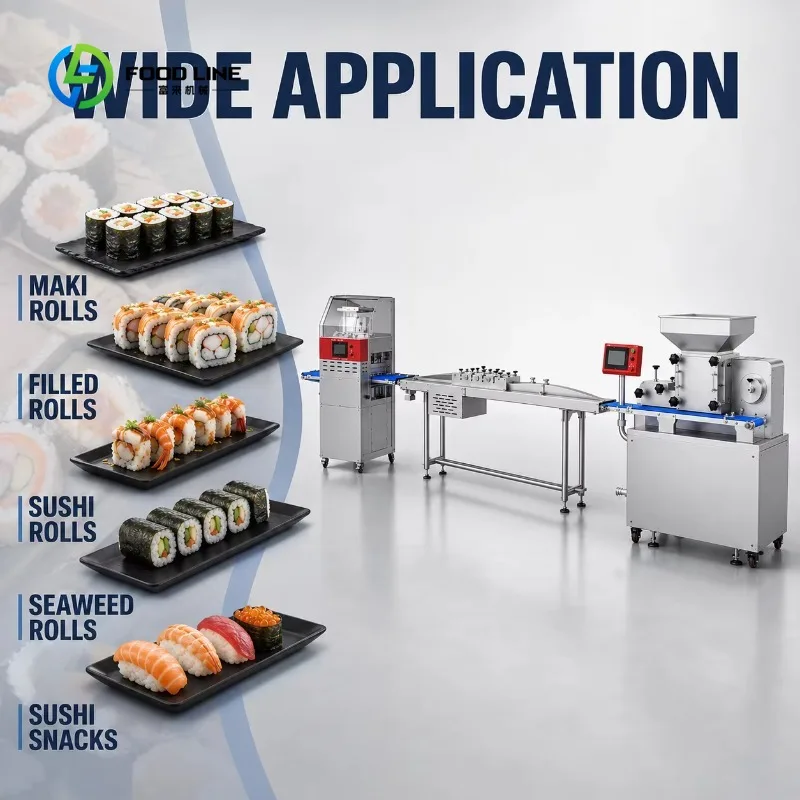 Customized Plc Controller Automatic Sushi Making Machine Production Line for Sushi Roll Onigiri Sushi Rice Voltage Customizable