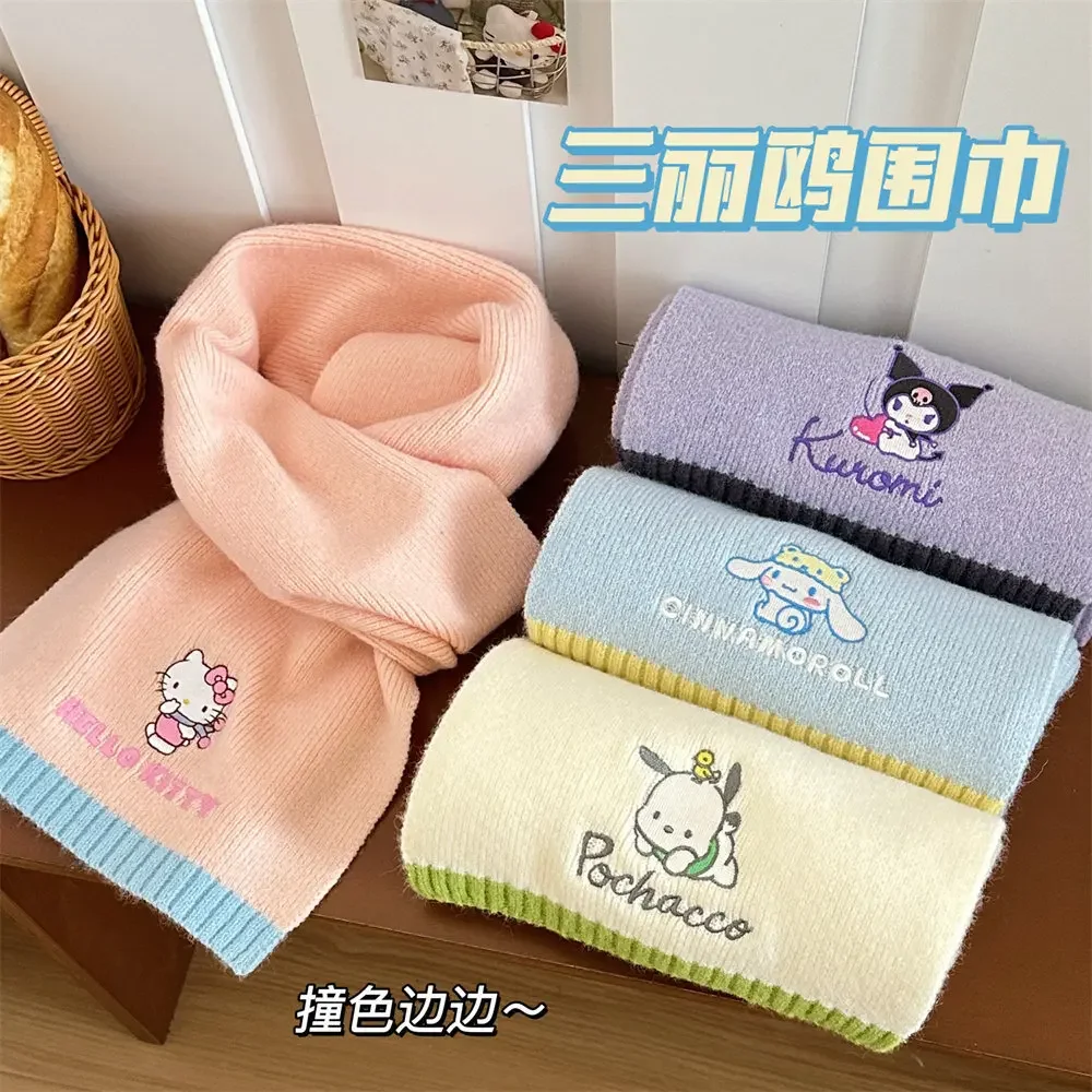 

Sanrio HelloKitty Cute Plush Knitted Scarf Cartoon Animation Around Girls Everything Warm Bib Students New Autumn and Winter