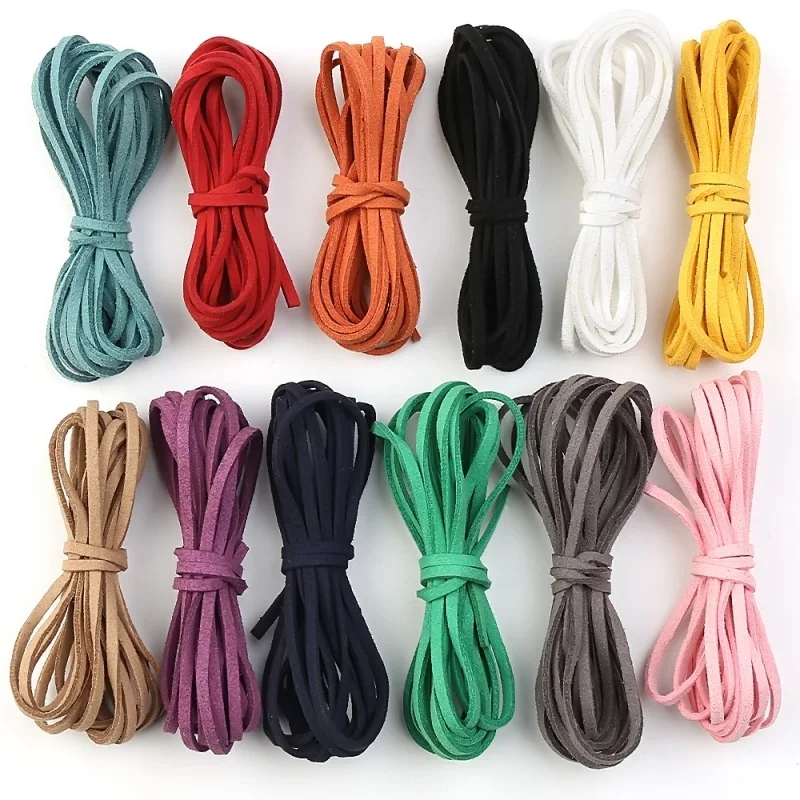 10meters 2.6mm Multi Flat Faux Suede Braided Cord Velvet Leather Rope Handmade String DIY for Jewelry Bracelet Necklace Keychain