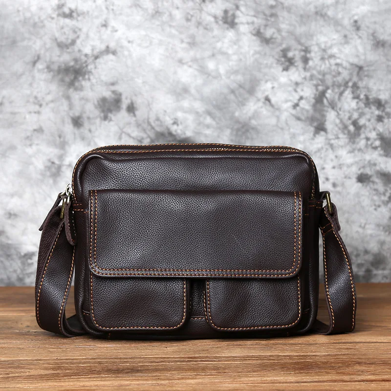 Retro Handgemachte Leder herren Schulter Tasche Erste Schicht Rindsleder Umhängetasche Umhängetasche Lässig Trend Männer Tasche 8 Zoll Ipad tasche NZPJ – Detail 5