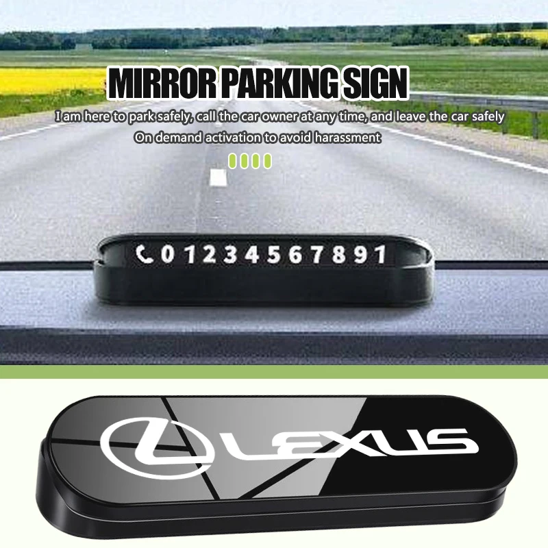 Placa de Estacionamento Temporário para Carro com Superfície Espelhada e Número de Telefone para Lexus RX 300 400 460 UX 200 NX LX LS GS 330 IS 250