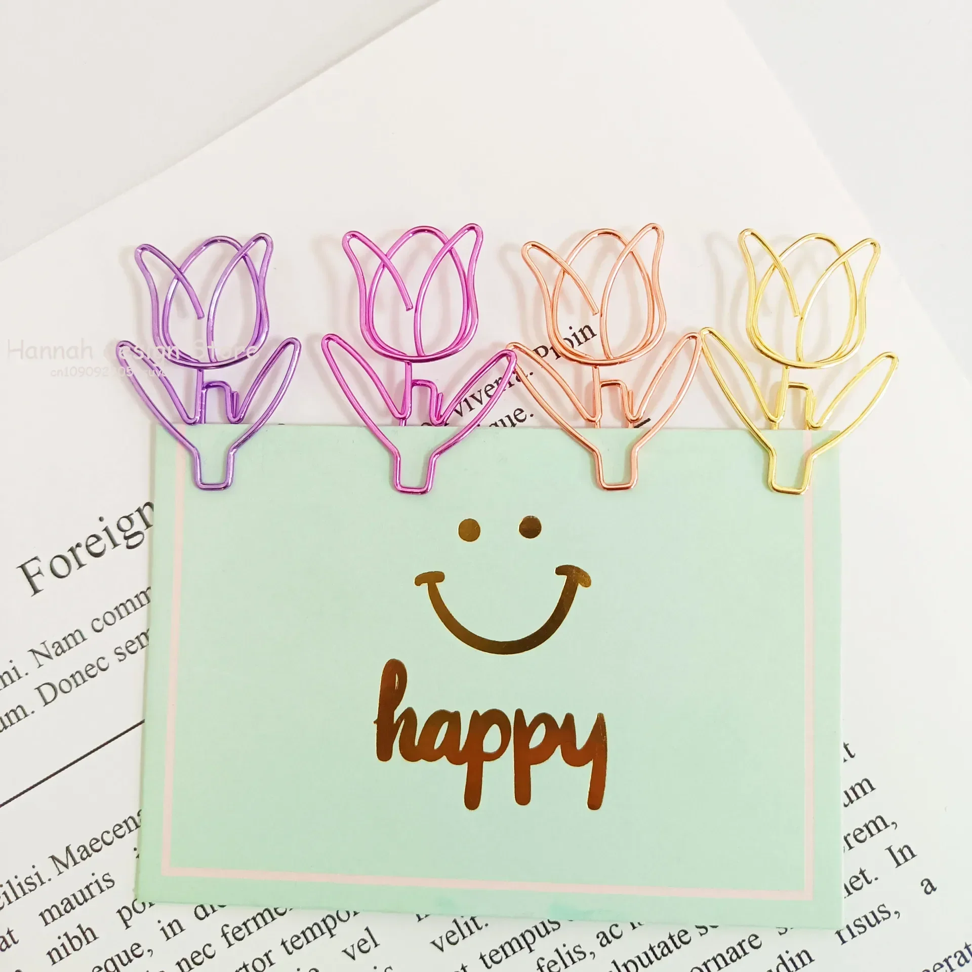 10PC Tulip Paper Clips Kawaii Notebook Planner Bookmarks Korean Stationery Tickets Photo Clips Office Supplies Bookmark Folder