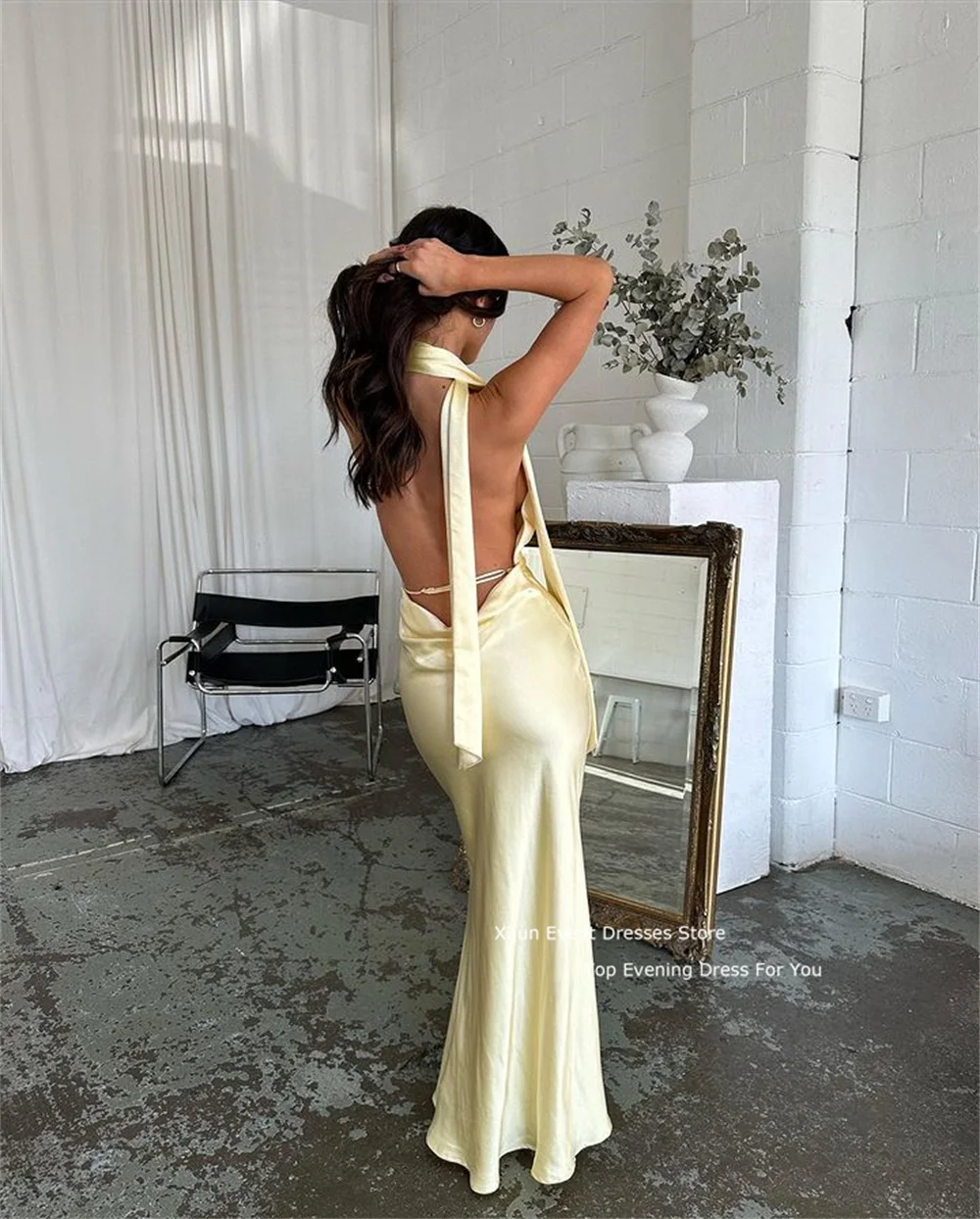 Xijun Mermaid Short Evening Dresses Slik Satin Sexy Prom Dresses Backless Club Party Dresses 2023 Prom Gowns vestido de novia