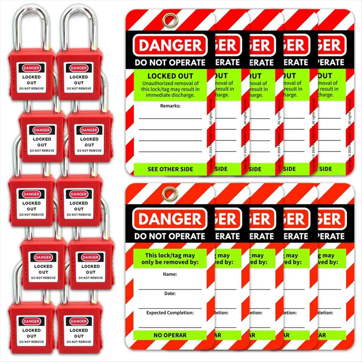 AA77 NEW  Lockout Tagout Tags and Padlocks Red Safety Tag Easy Identification Lock Out Kit Tagout Locks Red Lock Padlock Tag Out