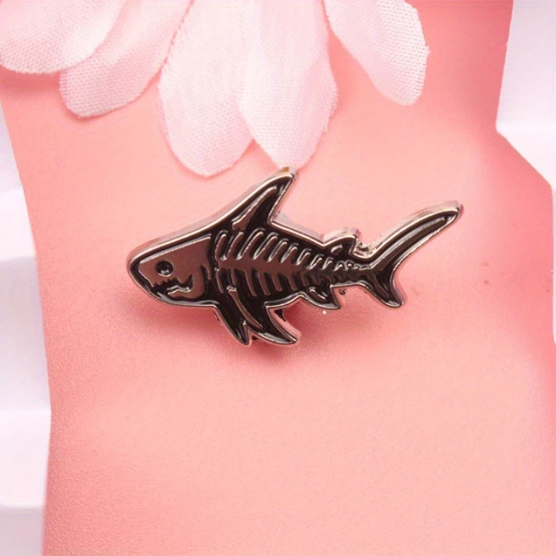 Shark Skeleton Personality Unique Alloy Badge, Enamel Pin. Backpack Pins, Etc.