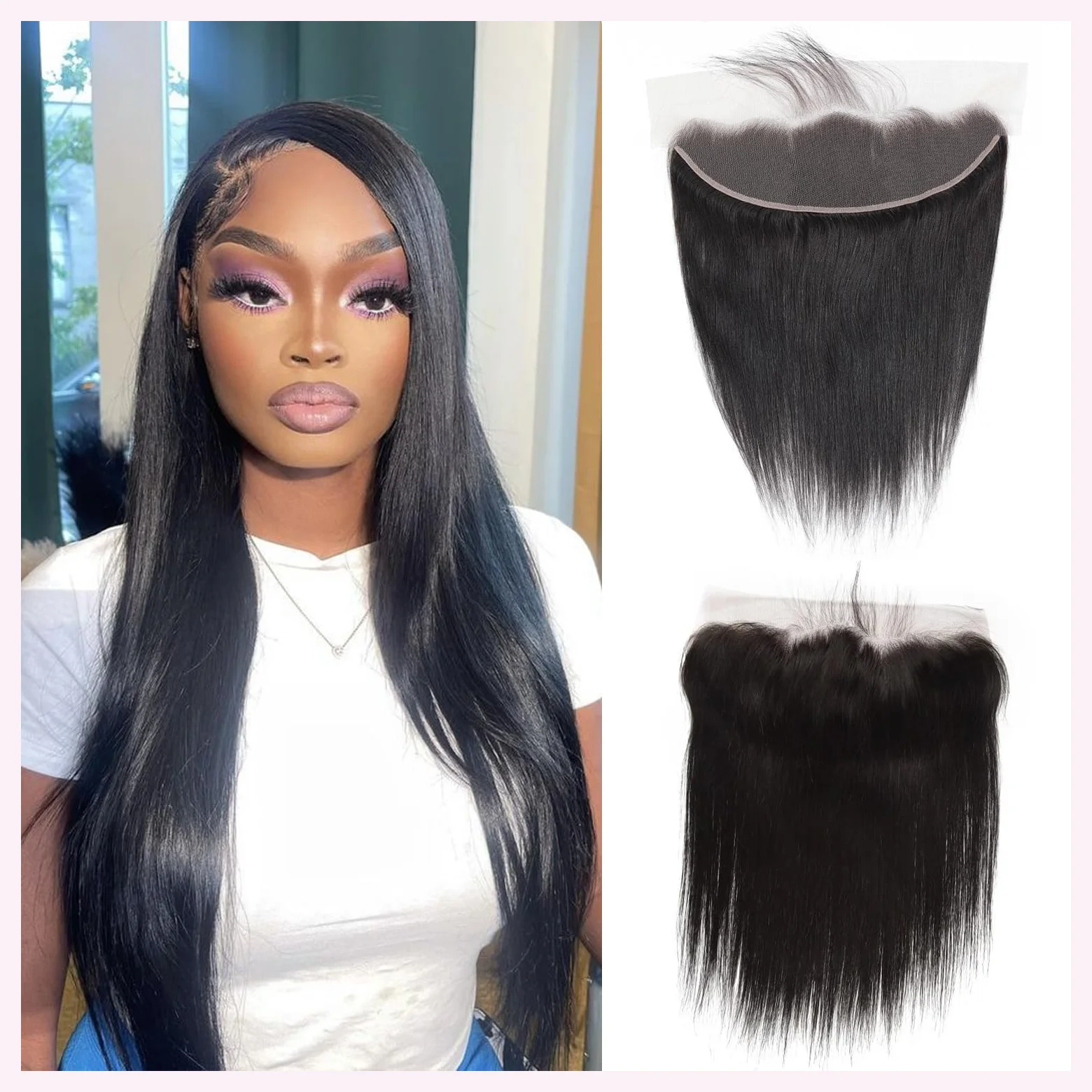

13x4 Lace Front Closure Human Hair Ear to Ear Transparent Lace Frontal Closure Straight Hair Extensions Human Hair Pre Plucke