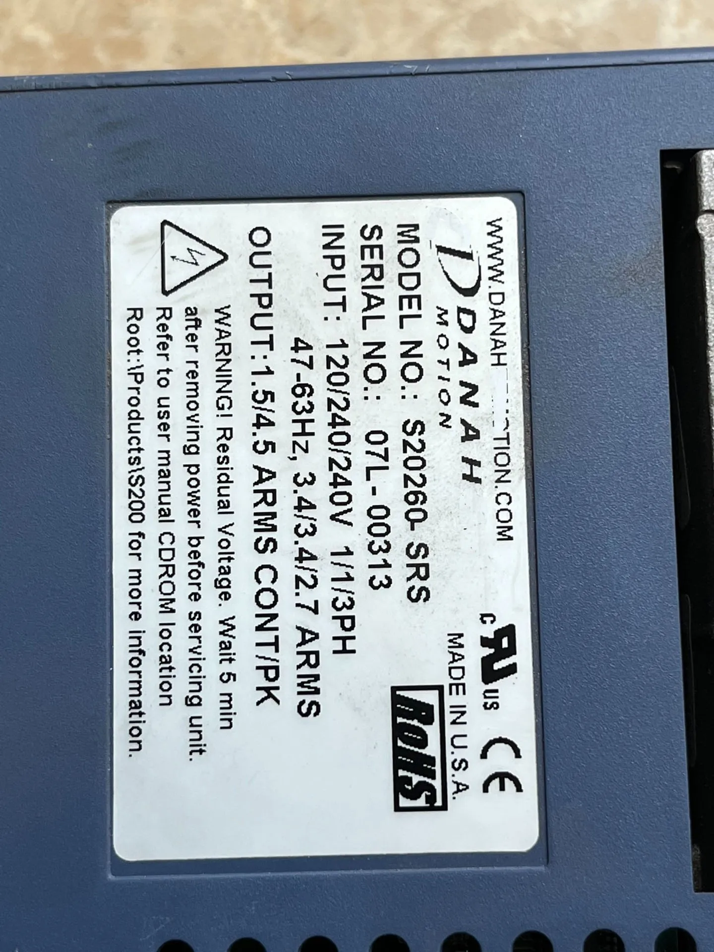 Servoaccionamiento S20260-SRS para Danaher