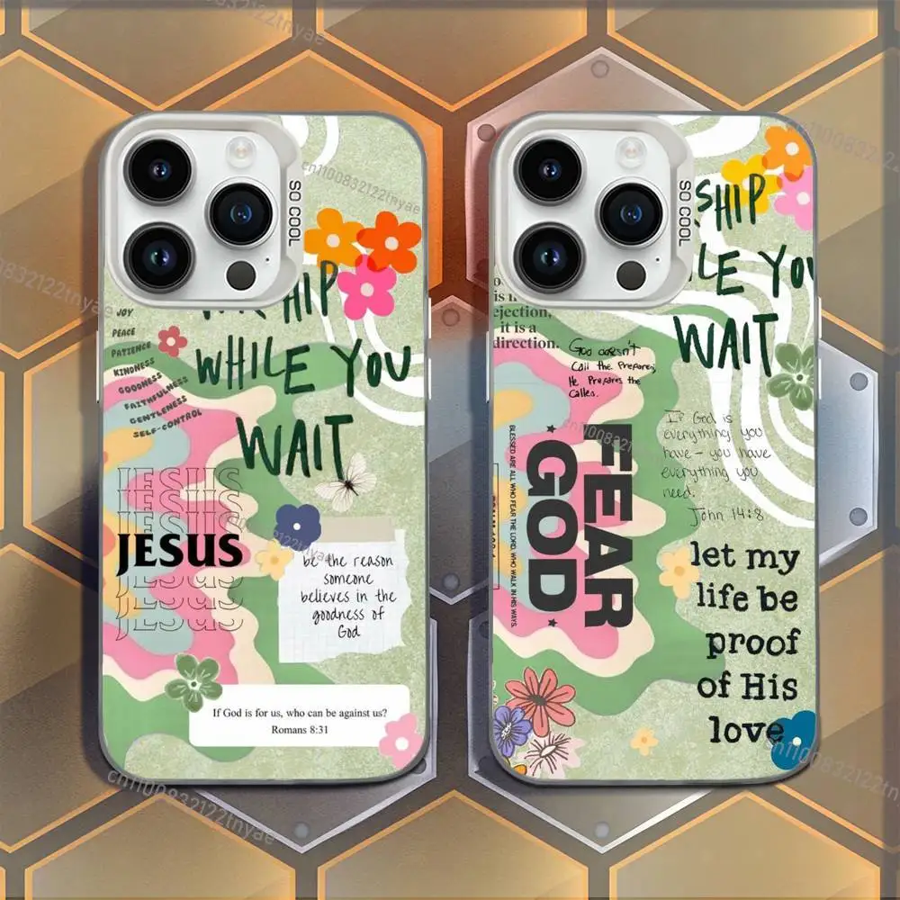 

Ins Trust God Phone Case For iPhone 17,16,15,14,13,12,11,Mini,Pro,E,MAX White Candy Matte Shockproof Cover