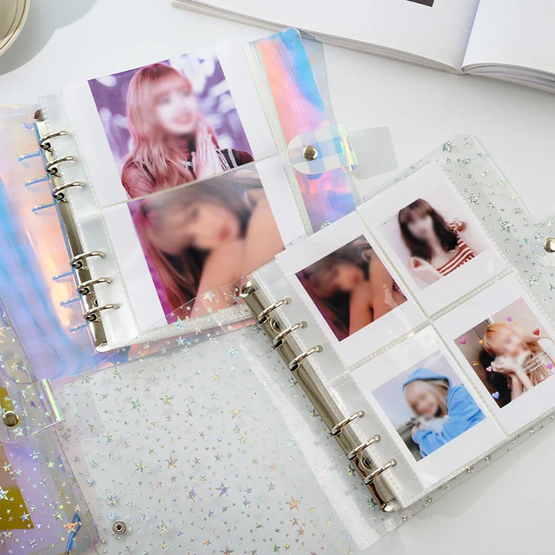 200Pockets Laser Photo Album for Instax 3inch PVC Photocard Binder Mini Card Holder Jelly Color Star Name Card