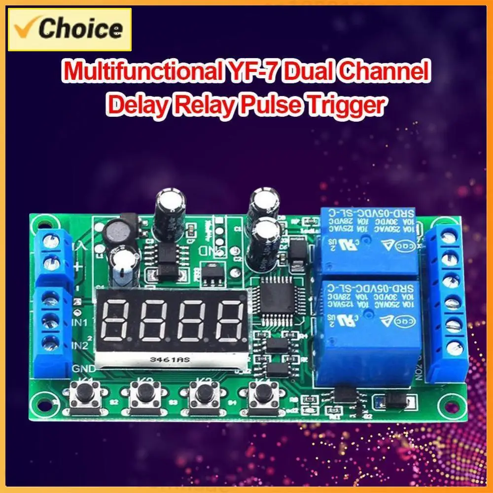 Adjustable Timing Board YF-7 Dual-Channel Delay Relay Module Pulse Trigger Cycle Timer 0.01s-999m 7-30V