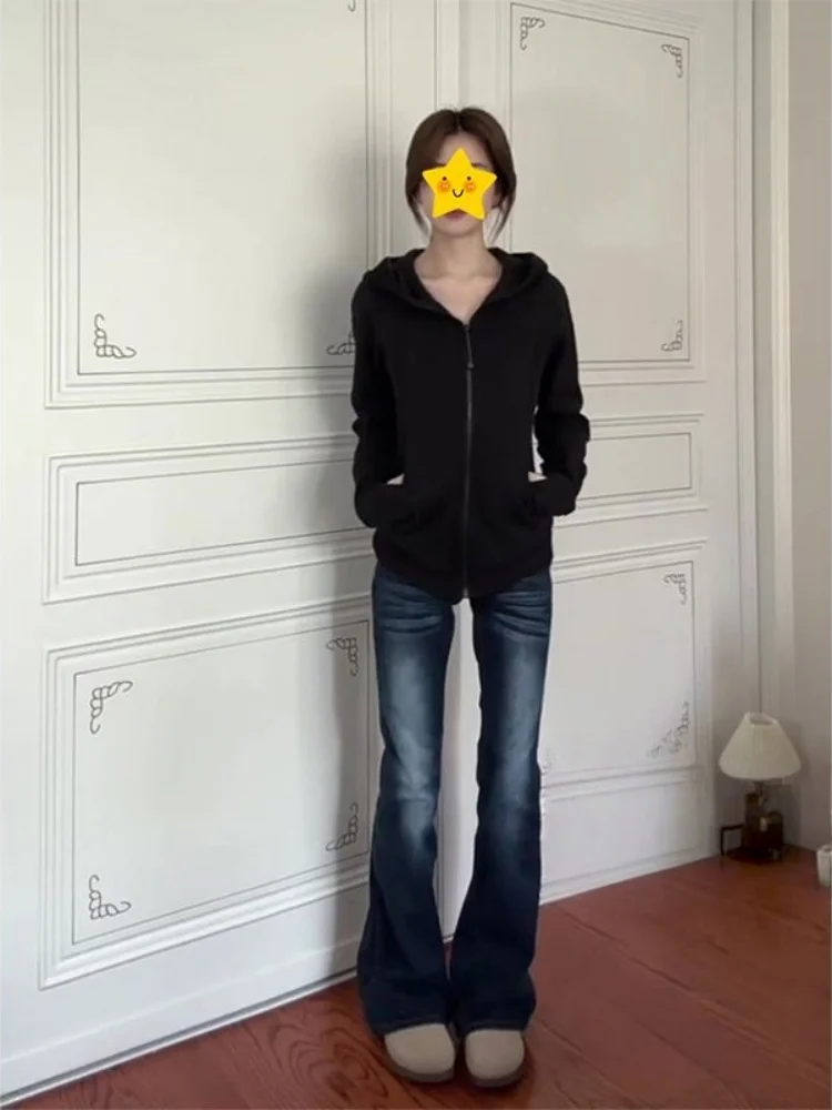 

Расклешенные прямые джинсы с высокой талией, женские осенне-зимние джинсы больших размеров, утягивающие эластичные американские джинсы