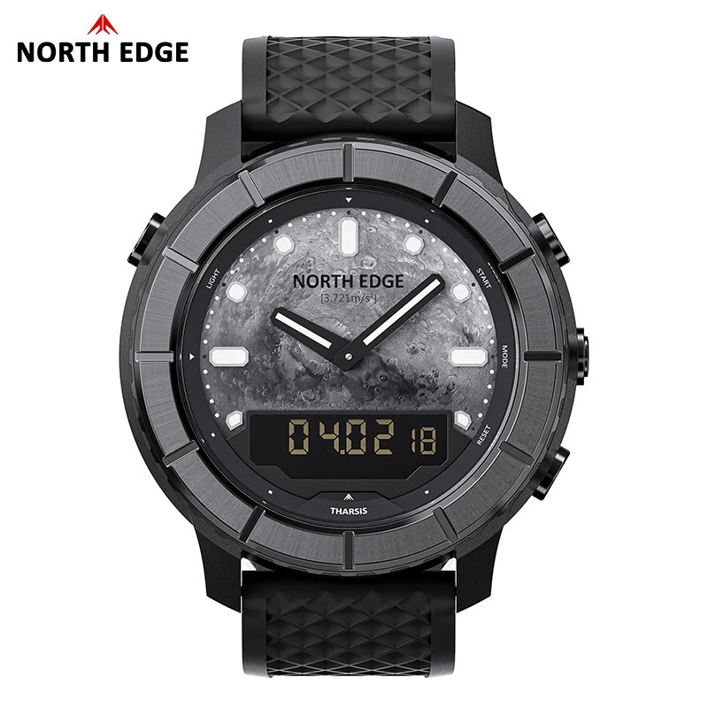NORTH EDGE THARSIS Men's Carbon Fiber Digital Watches 50m Waterproof Sports Outdoor Hiking Altimeter Barometer Compass Luminous
