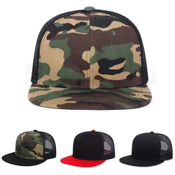 Camouflage Baseball Cap For Men Mesh Trucker Hat Unisex Fashion Summer Snapback Cap Flat Brim Skateboard Hip Hop Hats