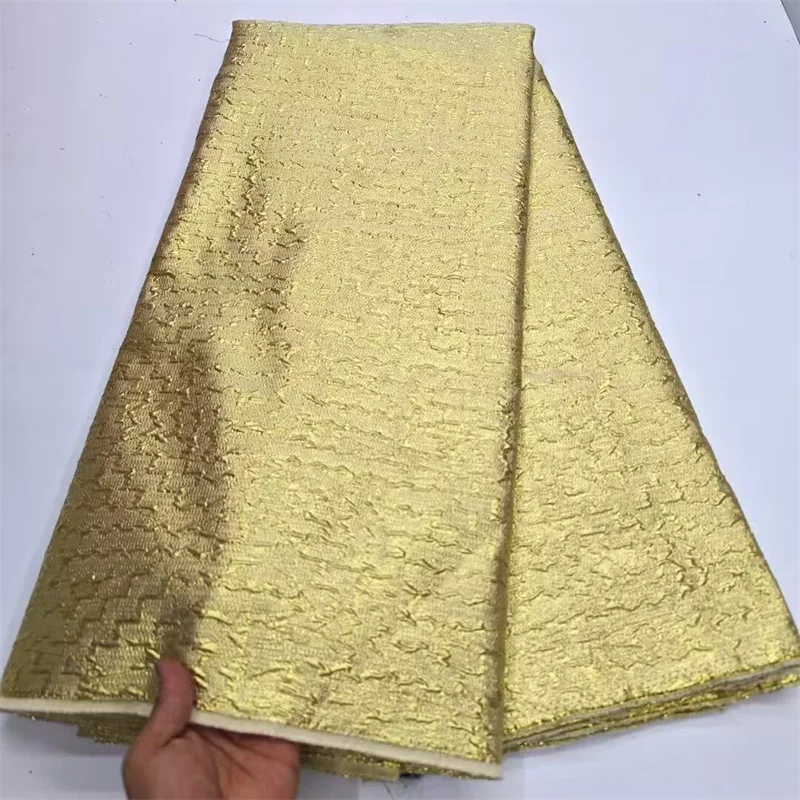 

New Design Brocade Jacquard Lace Fabric 2025 Yelllow High Quality African Fabric Lace French Lace Fabric For Women Wedding Dress