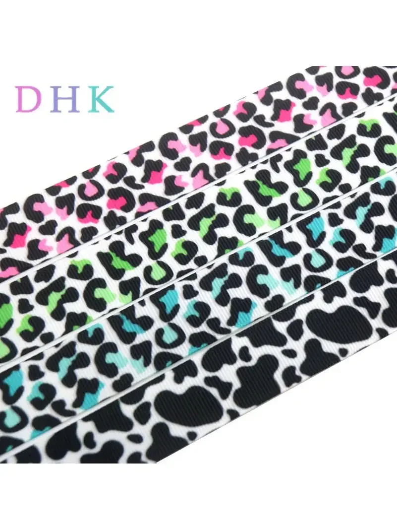 DHK-Ruban gros-grain imprimé vache léopard jungle, 5 mètres, accessoire de couvre-chef, décoration, vente en gros OEM bricolage C1553