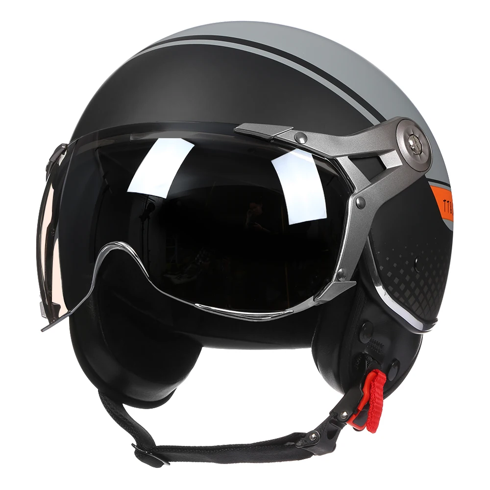 BLD Neue Open Face 3/4 Motorrad Helm Retro Motorrad Helme Vintage Chopper Capacete De Moto Bike Roller Mit Für Männer Frauen DOT 5