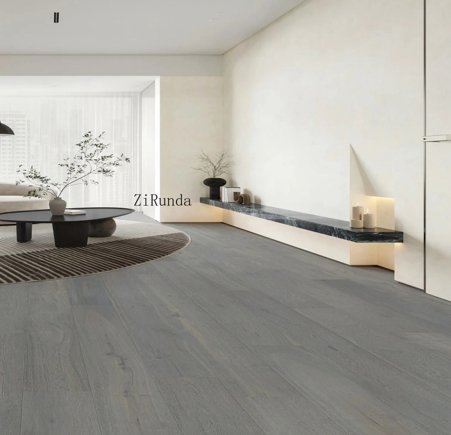 نسخة مخصصة أرضيات خشبية هندسية متعددة الطبقات باللون الرمادي الفاتح، أرضيات هندسية للفيلا من خشب البلوط 14 مم