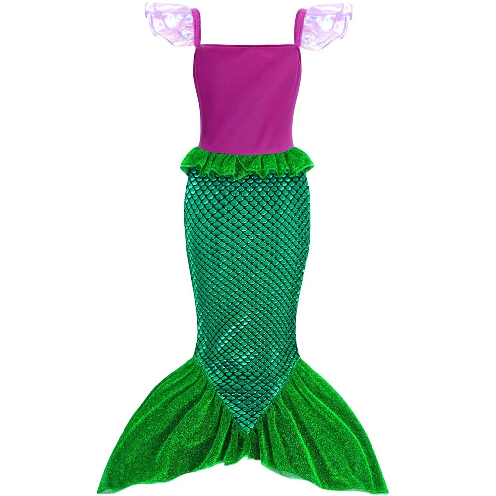 Disney Story Little Mermaid Cosplay Classic Princess Dress for Kids Ariel Party Carnival Princess Costume Fairy Clothing Frock