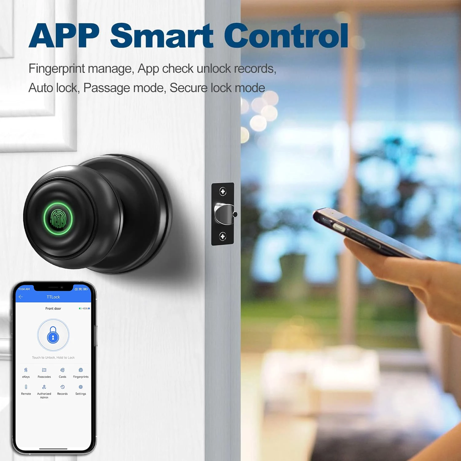 Smart Door Knob, Smart Door Lock, Fingerprint Door Lock ,Smart Lock Biometric Door Lock Fingerprint, Door Knob With TTLOCk