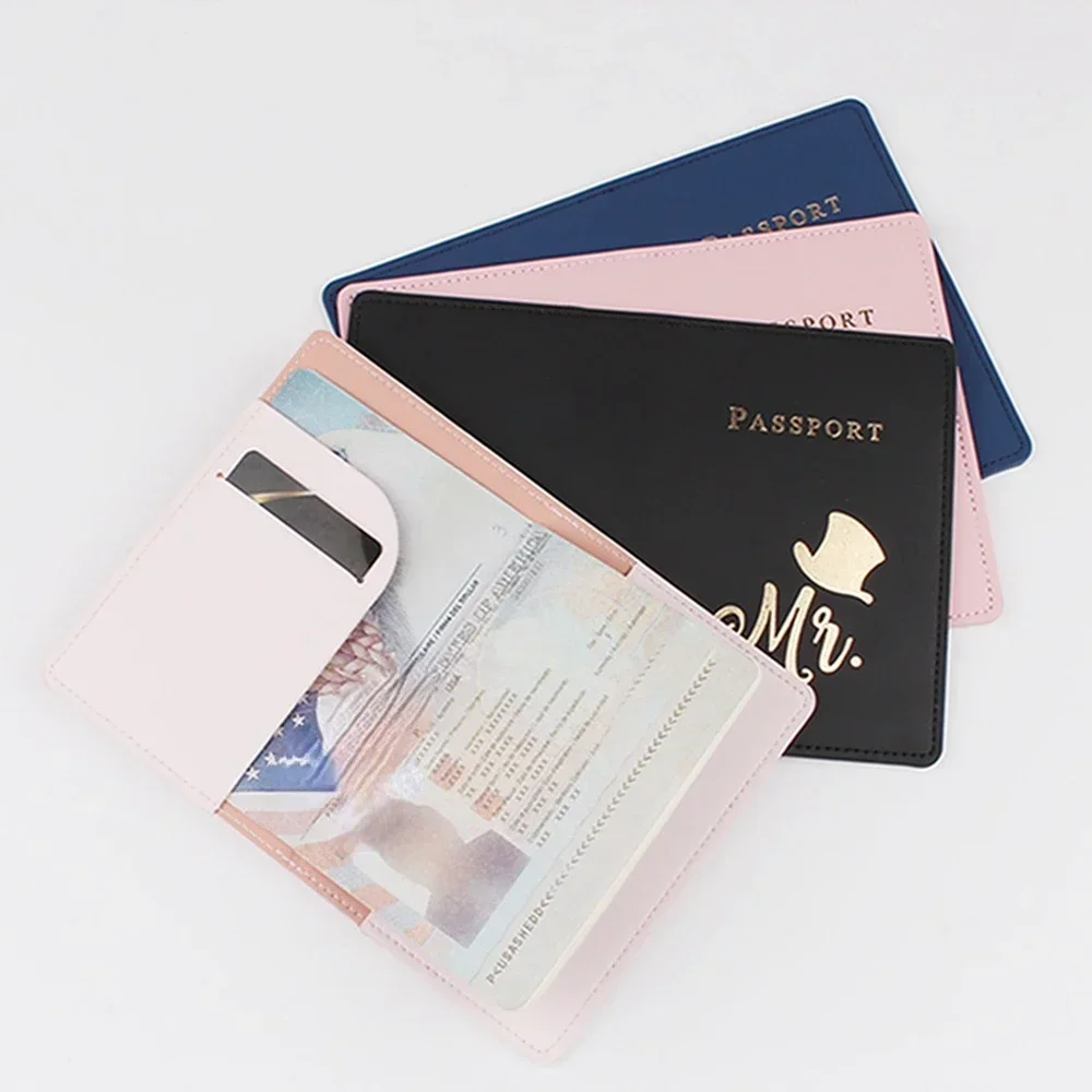 PU Leather Wallet Case Wedding Gift 2024 Lover Couple Passport Cover Women Men Portable Bank Card Cover Passport Holder