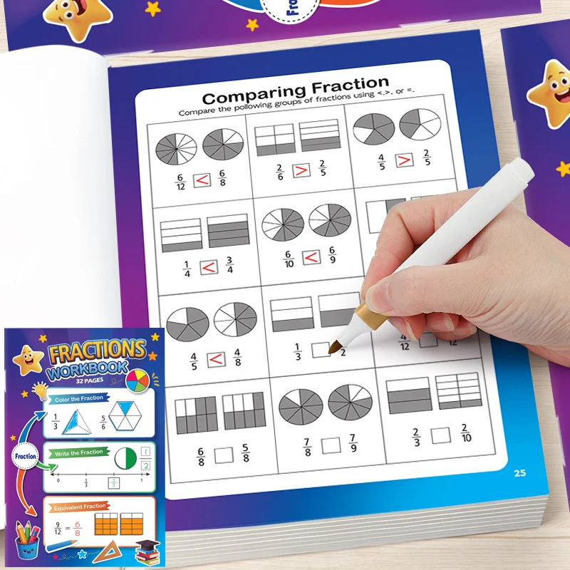 Daily Fraction Arithmetic Operation Exercise Book, Geometry Fraction Graphic Number Axis Equivalent Comparison Teaching Tool