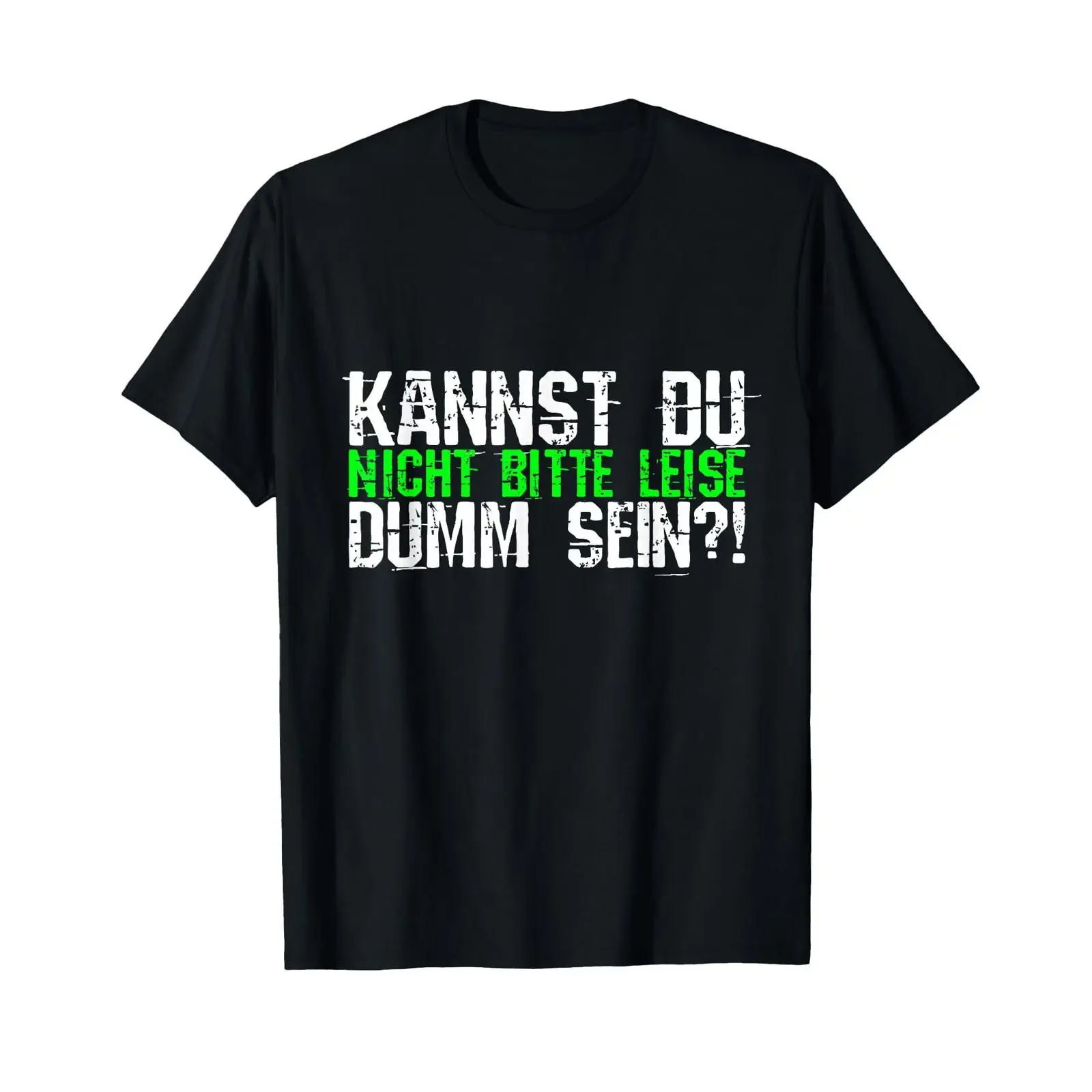 Футболка «Kannst Du Nicht Bitte Leise Dumm Sein College» черная, винтажная, с эффектом потертости, дизайнерская, эластичная, удобная, мужская